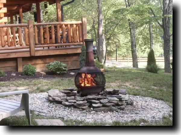 ourdoor firepit/chimnea in the woods